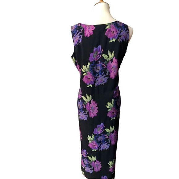 JM Collection black purple floral sheath maxi dress Size M - Picture 6 of 13